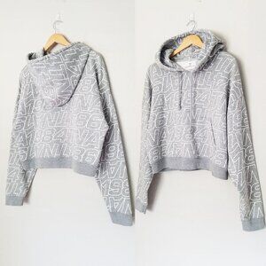 Aritzia TNA Whitecap Hoodie Sweatshirt Gray Graphic Spell Out Logo TNA 1984 M